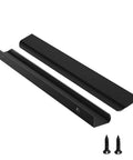 Five Pack Black Hidden Drawer Cabinet Handles Aluminum Alloy Arc Edge Pull Back Mount Concealed Furniture Hardware For Dresser Kitchen 300mm 11.8 Inch shown with screws.