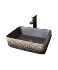 USZWBY Imitation Stone Ceramic Vessel Sink Small Wash Basin with textured design for modern bathroom countertop.