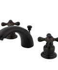 Magellan Mini Widespread Lavatory Faucet With Retail Pop Up In Oil Rubbed Bronze Deck Mounted 4 To 8 Inch Spread Durable Solid Brass Washerless Cartridge 1.2 GPM Flow 1/2 Inch IPS Inlets