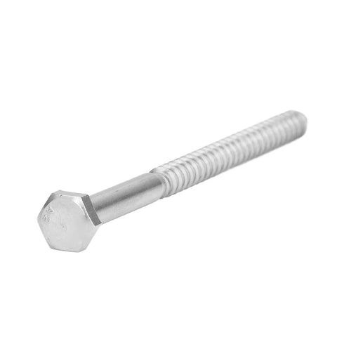 Close-up of Beefy Stainless Steel Half Thread Wood Hex Lag Screws M6 X 100mm Self Tapping For Carpentry No Pre Drill Needed High Hardness