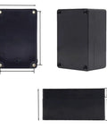 Top Shelf Abs Electrical Enclosure For Hardware Builders With Four M16 Cable Glands IP65 Waterproof Junction Box Black Dustproof Heavy Duty Project Storage Case, multiple angles showing dimensions and design.