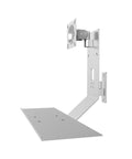 Heavy Duty Aluminum Wall Mounted Monitor Arm With Adjustable Keyboard Tray, grey monitor bracket with shelf for home office use.