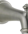 Stainless Tub Spout with Pull Up Diverter for Wall Mount Plumbing Seven and a Half Inch Total Length Sweat on One Half Inch