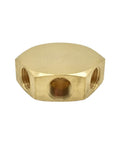 Brass Flat Hex Pneumatic Manifold FPM44R 3 Way Outlets 1/4 Inch NPT Female Inlets and Outlets, front view
