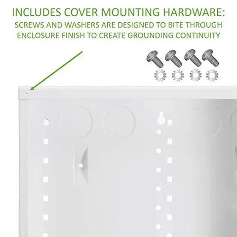 Mounting hardware for 14 Inch In Wall Cable Management Media Box With 20 Gauge Steel Enclosure showing screws and washers