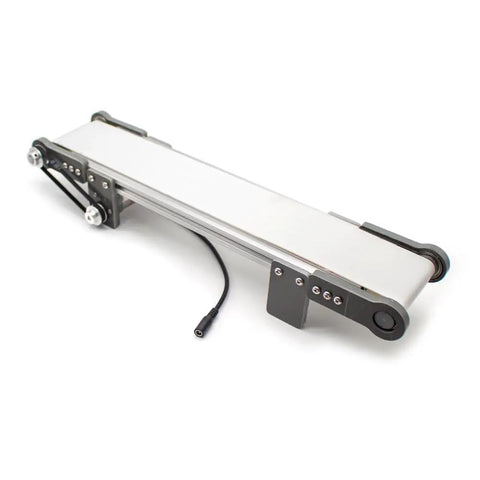 Electric Desktop Conveyor Belt With Adjustable Speed From 0 To 116 RPM For DIY Elevator Experiments Friction Test Model, white belt 10x50CM
