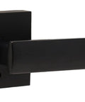 Utica Interior Door Lever Set, Privacy Function, 6 Pack, Easy Install, matte black lever with square base for bedroom bathroom doors