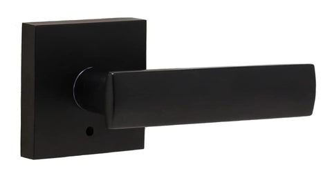 Utica Interior Door Lever Set, Privacy Function, 6 Pack, Easy Install, matte black lever with square base for bedroom bathroom doors