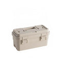 Portable Tool Box With Divider For Hardware And Crafts, heavy duty plastic, tan, with easy carry handle, 14.3x7.1x5.4 inches.