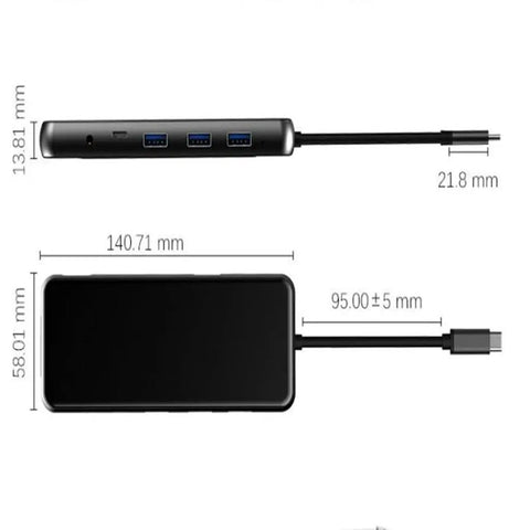 GoTo Usb C Laptop Docking Station Providing Zero Drama Setup With Gigabit Ethernet Vga Output And Sweet Superfast Data Ports Pd Charging Up To Eighty Seven Watts showing dimensions and design in cold aluminum build.