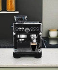 All-In-One Espresso Machine With 15 Bar Pressure, Built-In Bean Grinder, Milk Frother And Steam Wand on kitchen counter