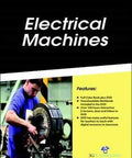 Electrical Machines book cover with a man working on an electric motor; black top, yellow right panel.