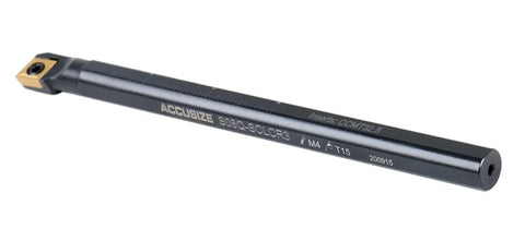 Half Inch Shank Indexable Boring Bar With CCMT32.5 Insert, 7 Inch Overall Length, Negative 5 Degree End and Side Cutting Angles