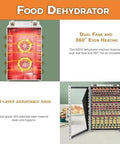 Top Tier Commercial Food Dehydrator With Heavy Duty Stainless Steel Trays, No Hassle Digital Timer And Precise Heat Guard for 360° heat and 18-layer adjustable rack.