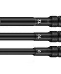Heavy Duty 3PCS Chrome Vanadium Socket Adapter Set For Impact Wrench Fits 8mm 10mm And 12mm Hex Heads With Sweet 1/2 Inch Drive Interface Totally Rock Solid Gear Head Upgrade, black adapters with 12, 10, 8 markings