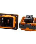 Badass Heavy Duty EV Service Disconnect Plug And Socket 2 Pin 100A IP67 Waterproof Front Lock for battery box. Close-up view.