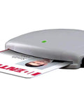 SCR3310v2.0 USB Smart Card Reader Plug And Play Convenience with ID card inserted in reader, compact design for secure access.