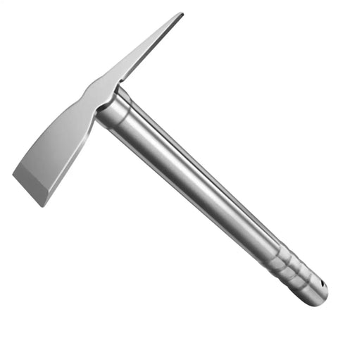 Stainless Steel Garden Hoe For Weeding And Digging Tools Heavy Duty Hand Shovel With Comfortable Grip, side view showing stainless design
