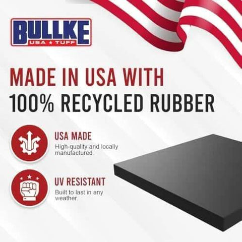 Heavy Duty Rubber RV Jack Flex Pads 12 Inch 4 Pack Grippy Non Slip Shock Absorbing Stabilizer Mats For Camper And Trailer Prevent Sinking And Sliding On Uneven Ground made with 100% recycled rubber, USA made and UV resistant.