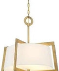 Hyde Park 3 Light Inverted Pendant In Vintage Gold With White Fabric Glass Shade Steel Fixture Comes With 3 Ft Chain And 6 Ft Wire