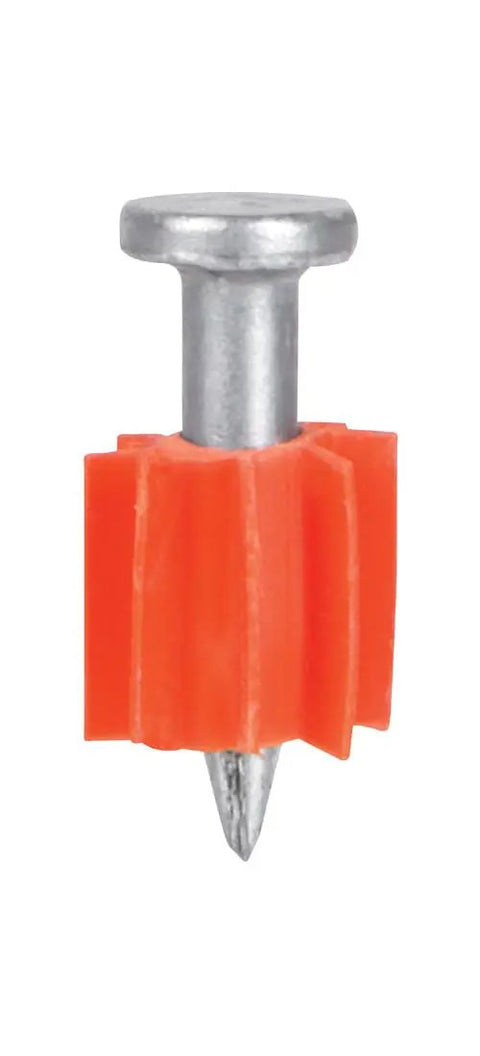 High Capacity 100 Pack Of Three Quarter Inch Knurled Steel Drive Pins Designed For Penetrating Dense Concrete And Structural Steel Formwork Heavy Duty Anchors Built Solid For The Daily Grind Handling Any Jobsite Project Reliably