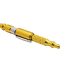 Straight Shooting Aluminum Air Blow Gun With Adjustable Pressure Dial And Concealed Pocket Clip 1/4 Inch Industrial Plug, gold finish.