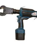 Heavy Duty Battery Powered Cable Cutter With Six Point Six Ton Bite And Wide Jaw Snips Copper Wire And ACSR Lines Fast, angled view.