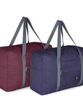 Foldable Travel Duffel Bag Set Two Pack Airline Friendly Carry On Luggage Weekender Tote For Women And Girls Red And Black