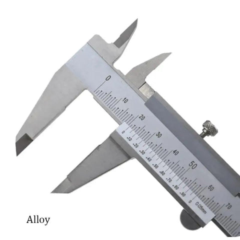 Vernier Caliper Industrial High Precision Stainless Steel close-up view of measuring jaws and scale markings.