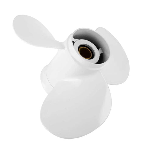 OEM Aluminum Outboard Boat Propeller For Yamaha 60-115 HP Engines 3 Blade Right Rotation 15 Spline 13.5 Pitch in white aluminum