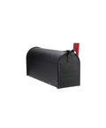 Admiral Aluminum Textured Black Post Mount Mailbox With Rust Proof Aluminum Construction, medium size, side angle view.