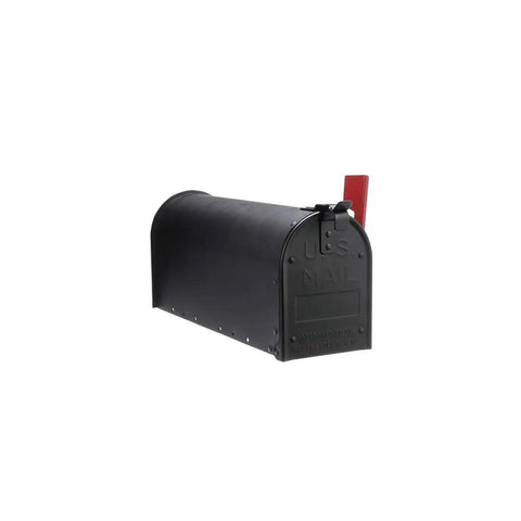 Admiral Aluminum Textured Black Post Mount Mailbox With Rust Proof Aluminum Construction, medium size, side angle view.