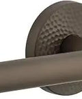 Super Cool Right Handed Passage Door Lever With Hammered Rosette And Modern Handle In Titanium Gray Finish Crafted From Solid Forged Brass