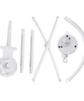 Top Notch 34 Inch Baby Crib Mobile Bed Bell Stand With Manual Wind Up Music Box parts, white polymer components for easy assembly.