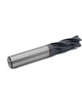 Roughing end mill, HSS square-nose, 4-flute, 1/2in shank, 1-1/4in flute length, side view