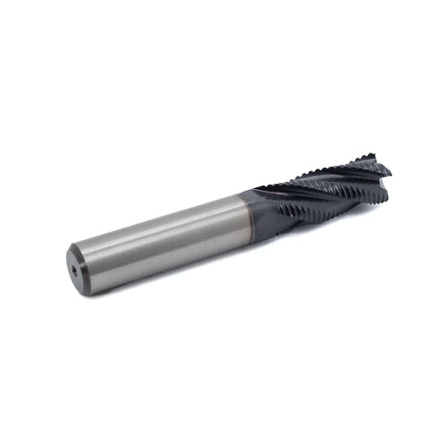 Roughing end mill, HSS square-nose, 4-flute, 1/2in shank, 1-1/4in flute length, side view