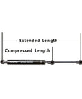 Premium Heavy Duty Front Hood Lift Supports Zero Hassle Drop In Replacement For Chevy Impala And Ss Sedan 2014 Through 2018 Straight Bolt Up extended and compressed length measurements shown.