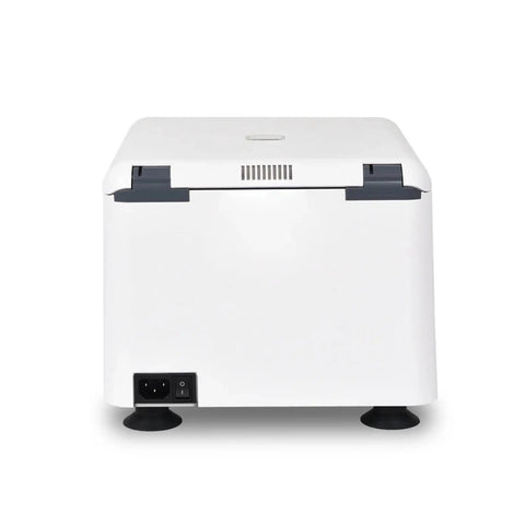 Back view of Compact Benchtop Lab Centrifuge Running Silky Smooth And Quiet Handles Eight Microtubes With No Sweat