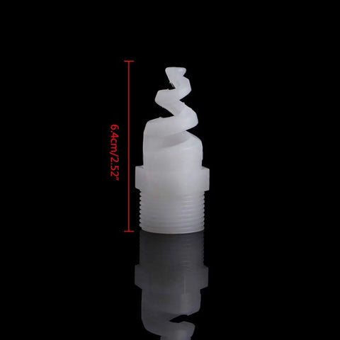 Five Piece Heavy Duty Plastic Spiral Full Cone Spray Nozzle Tips For Garden Irrigation featuring a white polypropylene spiral tip.