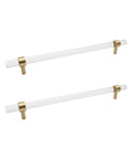 Brushed Brass And Clear Acrylic Cabinet Pulls, Modern T Bar Design, 2 Pack With Screws For Drawers And Cabinets, side view