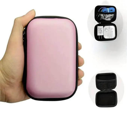 Top Shelf Travel Electronic Organizer Case Featuring A Rugged Foldable Hard Shell for chargers and headphones in a compact size.