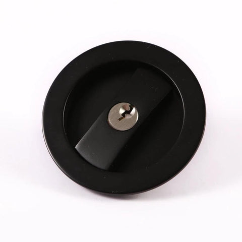 Invisible Barn Wood Sliding Door Lock Hardware with cup handle and keys, black finish, 2.95-inch zinc alloy for barn doors.