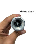1-inch AG ISO 5675 hydraulic quick-connect Pioneer-style coupler, front-view, with NPT thread and yellow dust caps