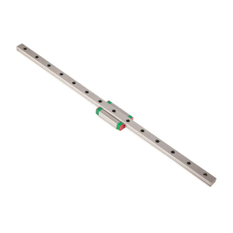 Heavy Duty Miniature Linear Motion Guide Sliders For CNC Machines And 3D Printers, silver rail with green and red carriage.