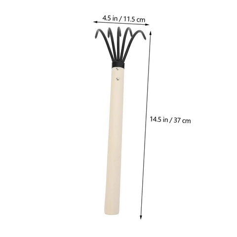 2 Pack Clam Rake With Handle For Beachside Digging Portable Seafood Tool, lightweight wooden handle with ergonomic claws, size indicated