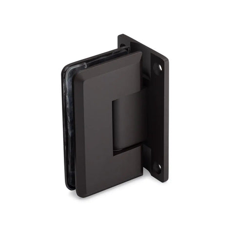Heavy Duty Adjustable 90 Degree Wall Glass Hinge For 3/8 To 1/2 Inch Doors Up To 36 Inches Wide, 150 Lb Capacity, Oil Rubbed Bronze Finish