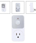 Motion Activated Power Socket Switch With PIR Sensor, 110V Infrared Outlet, 1800W Load Capacity For Garage, Hallway And Indoor Security Lighting, Auto On When Motion Detected, Auto Off After Inactivity, White, front view