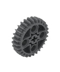 Technic Gear 28 Tooth Double Bevel 10 Pack For Lego 46372 MOC DIY Parts, dark bluish gray angled view highlighting teeth and holes