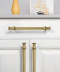 Installed brushed brass cabinet handle from Set Of Ten 4 Inch Center Hole Brushed Brass Cabinet Pulls Solid Heavy Duty Cabinet Hardware.