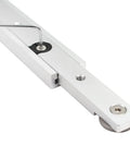 Close-up view of Top Tier Anodized Aluminum Miter Bar And Rail Runner Slider Table Saw Gauge Rod with T slot track action.
